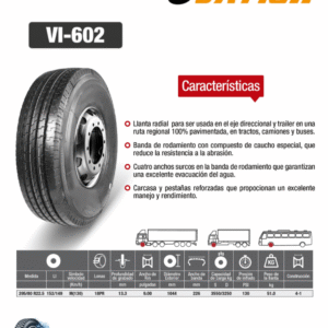 LLANTA 295/80 R 22.5 18PR 152/149M VI-602xs DIR OVATION