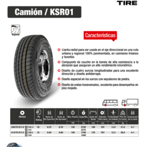 LLANTA 215/75 R 17.5 16PR 126/124L KSR01 DIR KUMHO CH