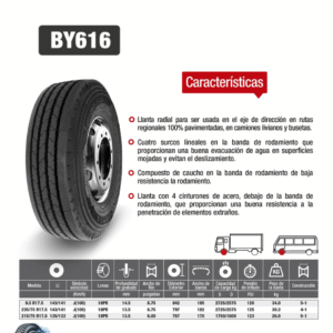 LLANTA 215/75 R 17.5 18PR 135/133J BY616 DIR ANSU