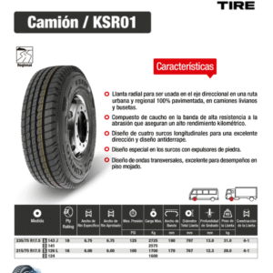 LLANTA 235/75 R 17.5 18PR 143/141J KSR01 DIR KUMHO CH